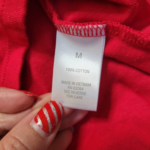 Westport 1962 Red V-Neck Top with Embellished Neckline - Size Medium - Picture 8 of 10